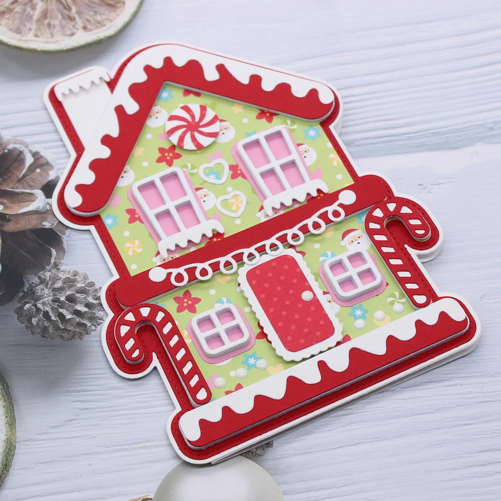 Cute Gingerbread House Metal Cutting Die, Size on Photo