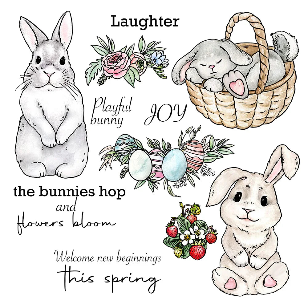 Gorgeous Playful Bunnies Transparent Stamps, Dies, Stamp and Die Set (please order items separately)