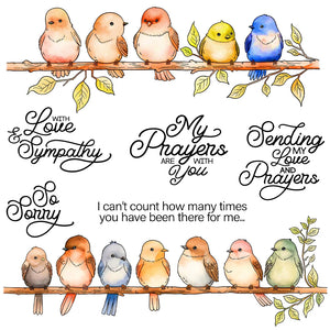 Beautiful Birdies Sending Kind Sentiments Transparent Stamps, Stamp and Die Set (please order items separately)