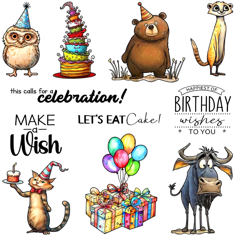 Adorable Make a Wish Celebration with Comical Creatures Transparent Stamps, Stamp and Die Set (please order items separately)