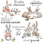 Comical Bunnies Sharing Easter Cheer Transparent Stamps, Dies, Stamp and Die Set (please order items separately)