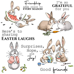 Comical Bunnies Sharing Easter Cheer Transparent Stamps, Dies, Stamp and Die Set (please order items separately)