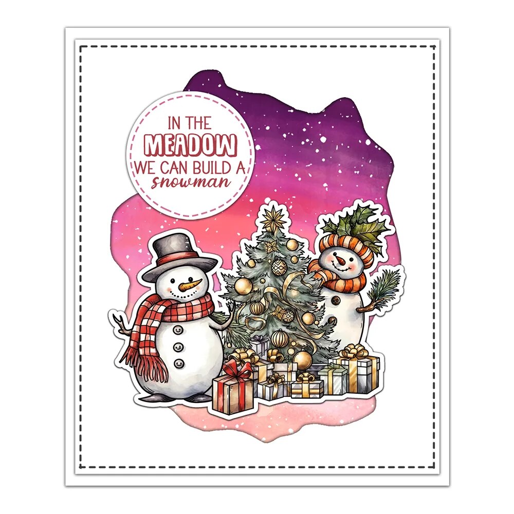 Adorable Snowmen Sending Christmas Kisses Transparent Stamps, Stamp and Die Set (please order items separately)