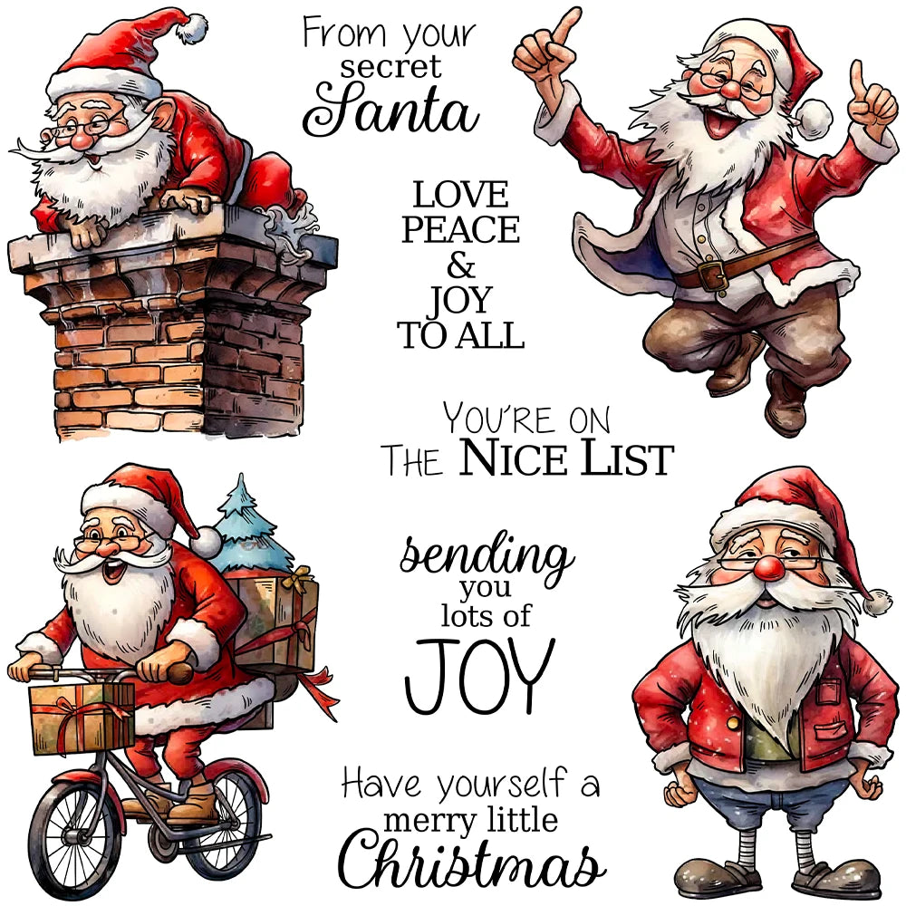 Funny Santa Claus Sending Joy Transparent Stamps, Stamp and Die Set (please order items separately)