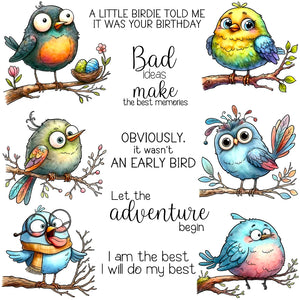 Comical Birdies Misbehaving Transparent Stamps, Stamp and Die Set (please order items separately)