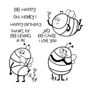 Cute Cartoon Bees Transparent Stamps