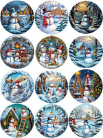 Gorgeous and Versatile Circular Christmas Decorative Stickers, Three Designs to Choose From,12 Pieces, 4-6 cm