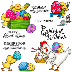 Happy Easter Hen and Chicks Transparent Stamp/Stamp and Die Set (please order items separately as required)