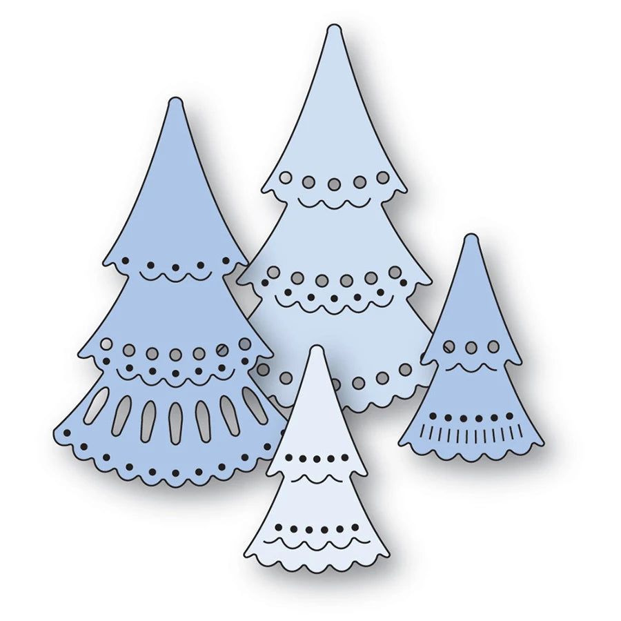 Beautiful Christmas Tree Selection Metal Cutting Dies, Size on Photo