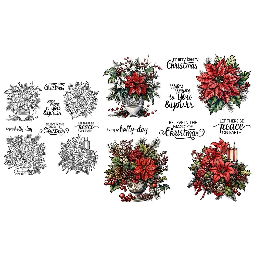 Perfect Poinsettia Christmas Flowers Transparent Stamps