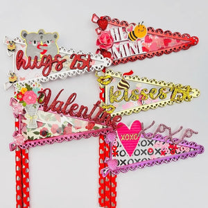 Gorgeous Be My Valentine Flags Metal Cutting Dies, Size on Photo