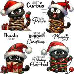 Cheeky and Cute Christmas Black Kitty Cats Transparent Stamps, Dies, Stamp and Die Set (please order items separately)