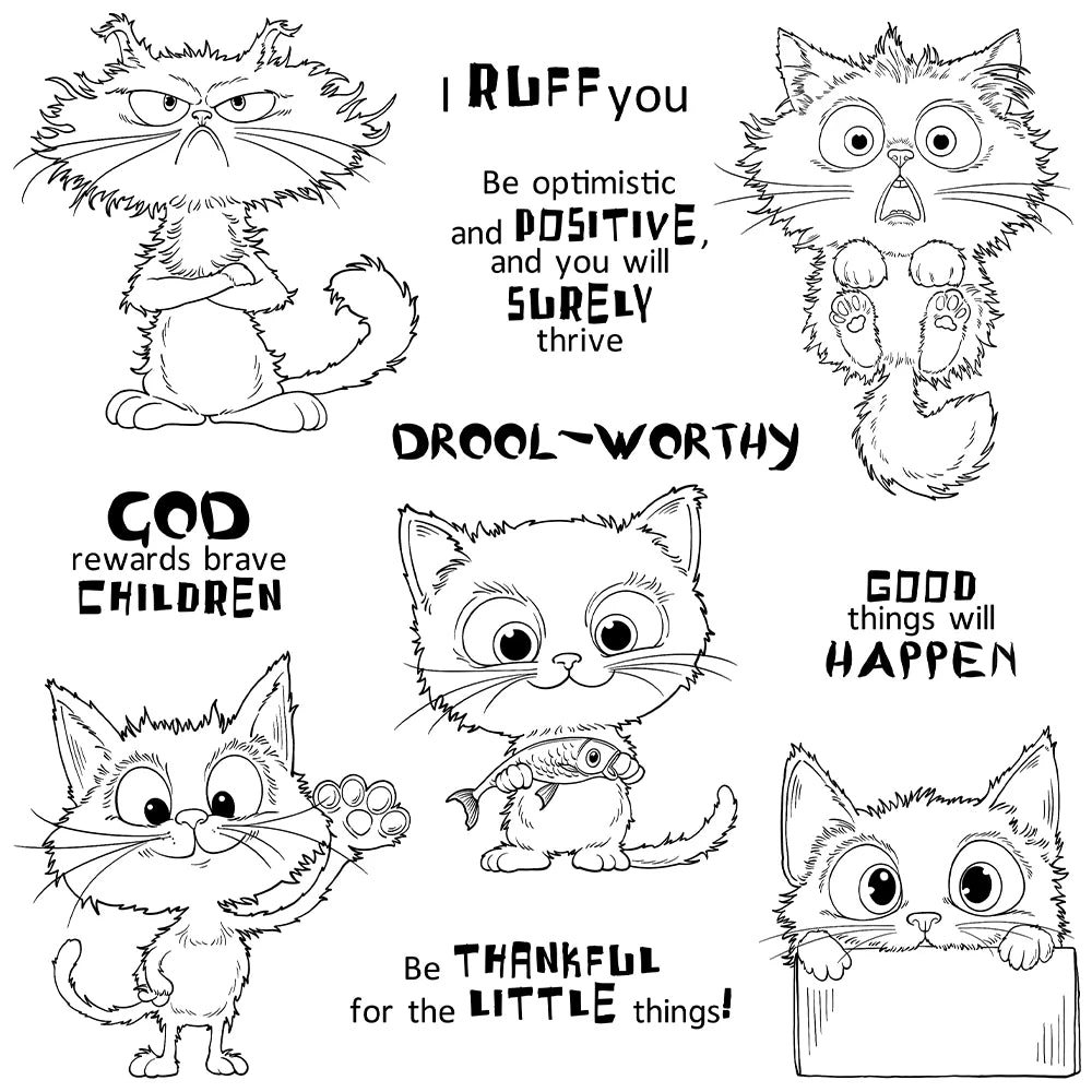 Funny Cats Sending Thanks Transparent Stamps, Dies, Stamp and Die Set (please order items separately)