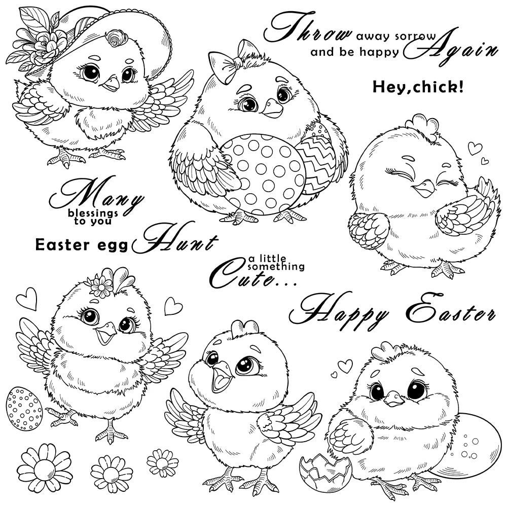 Adorable Little Chickies Sending Easter Wishes Transparent Stamps, Dies, Stamp and Die Set (please order items separately)