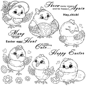 Adorable Little Chickies Sending Easter Wishes Transparent Stamps, Dies, Stamp and Die Set (please order items separately)