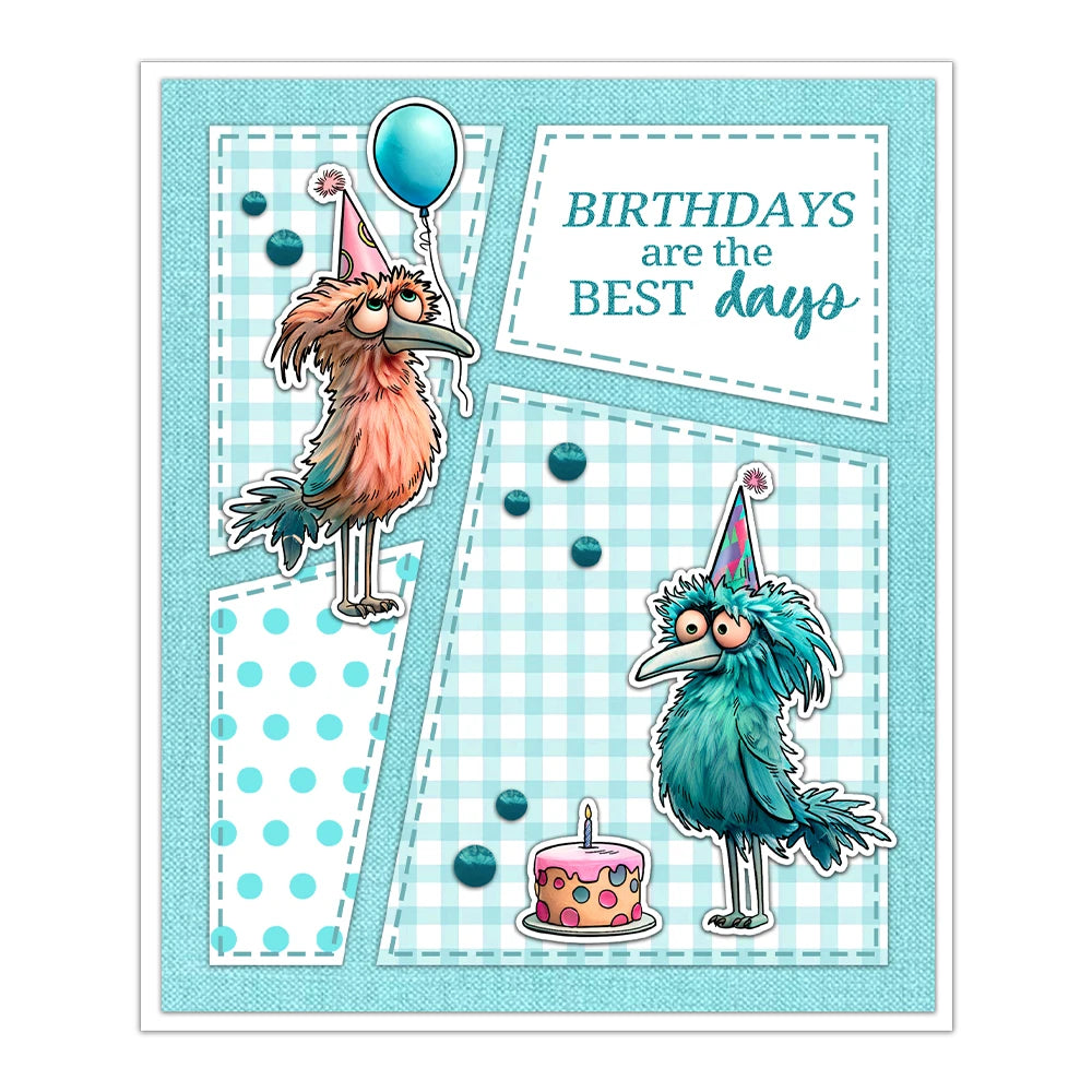 Comical Animated Birdies Sending Good Wishes Transparent Stamps, Stamp and Die Set (please order items separately)