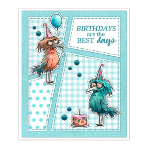 Comical Animated Birdies Sending Good Wishes Transparent Stamps, Stamp and Die Set (please order items separately)