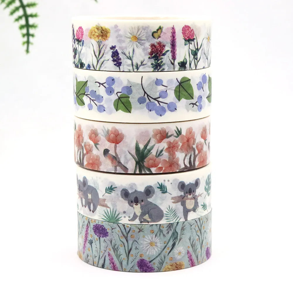 Stylish and Beautiful Decorative Washi Tape, Various Designs, Width 15 mm, Length 10 m, 1 Piece