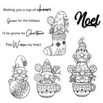 Comical Gnomes Sending Christmas Cheer Transparent Stamps, Stamp and Die Set (please order items separately)