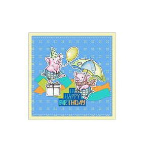 Cute Piggies Celebrating Birthdays Transparent Stamps, Dies, Stamp and Die Set (please order items separately)