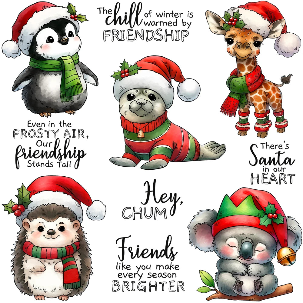 Gorgeous Baby Animals Sending Love At Christmas Transparent Stamps, Dies, Stamp and Die Set (please order items separately)