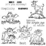 Comical Cows Embracing The Simple Joy Of Nature Transparent Stamps