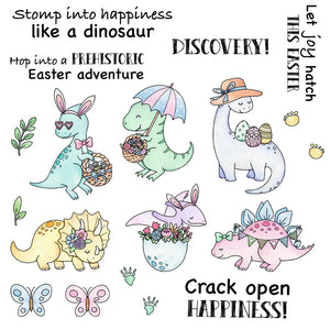 Comical Easter Dinosaurs Transparent Stamps