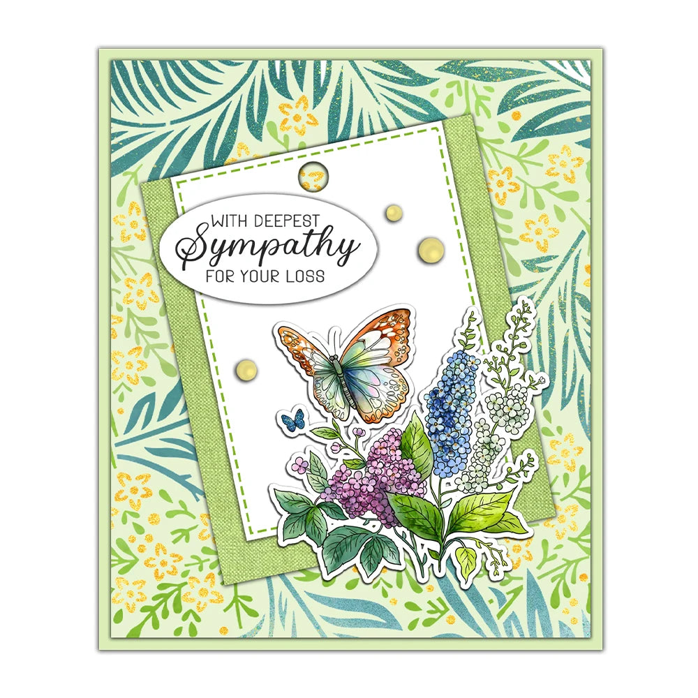 Beautiful Flowers And Butterflies In Sympathy Transparent Stamps, Stamp and Die Set (please order items separately)