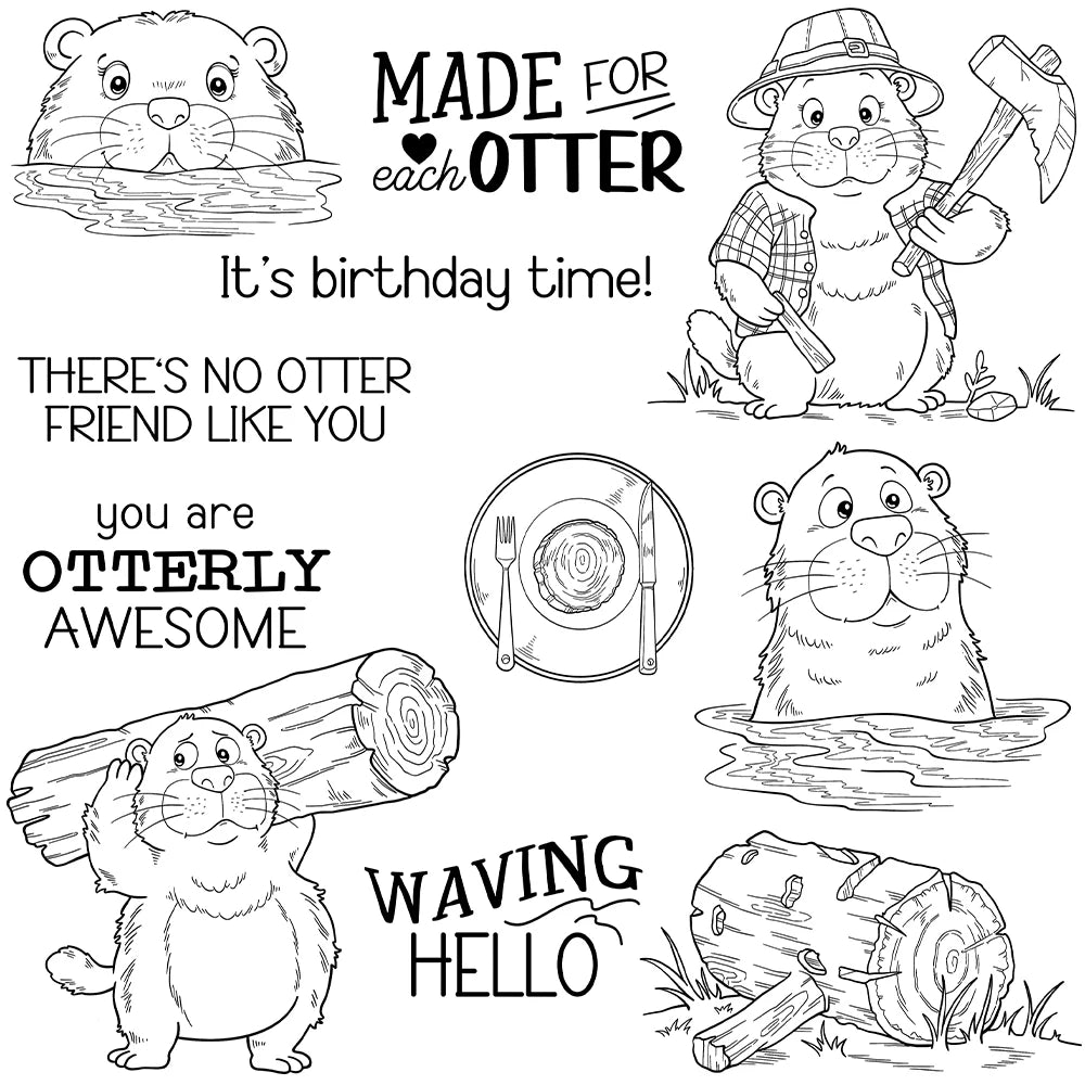 Cute "You Are Otterly Awesome" Transparent Stamps, Dies, Stamp and Die Set (please order items separately)