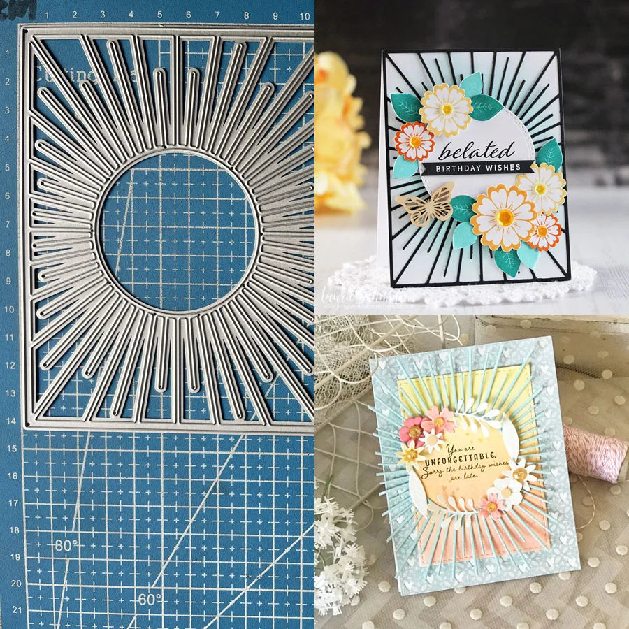 Ray of Brilliant Sunshine Frame Metal Cutting Die, Size on Photo