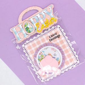 Cute Hoppy Easter Bag Topper Metal Cutting Die, Size on Photo