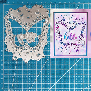 Gorgeous Hello/Butterfly Design Metal Cutting Die, Size on Photo