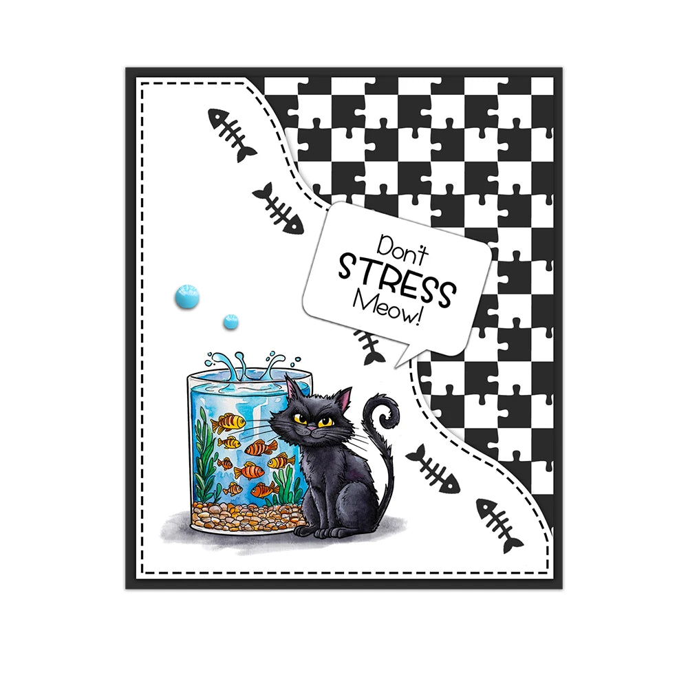 Comical Cats Please Rescue Me Transparent Stamps, Stamp and Die Set (please order items separately)