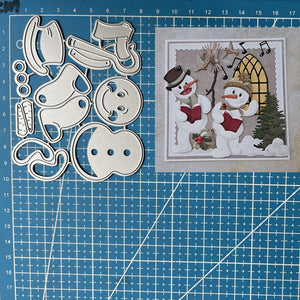 Funny Happy Snowman Metal Cutting Die, Size on Photo