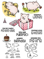 Cute Piggy Sending Birthday and Celebratory Wishes Transparent Stamps/Stamp and Die Set (please order items separately)