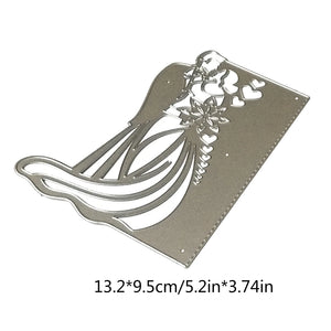 Beautiful and Elegant Wedding Couple Border Metal Cutting Die, Size on Photo