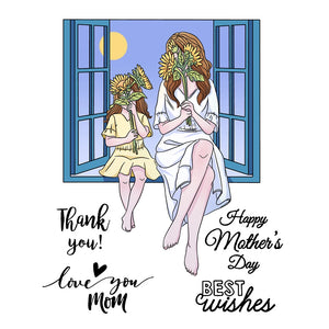 Beautiful Mum And Daughter Celebrating Together Transparent Stamps, Dies, Stamp and Die Set (please order items separately)