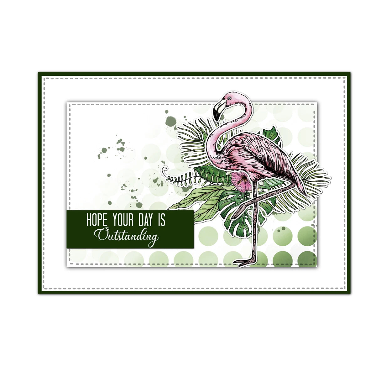 Funny Flamingo with Palm Leaves Transparent Stamps/Cutting Dies (please order items separately)