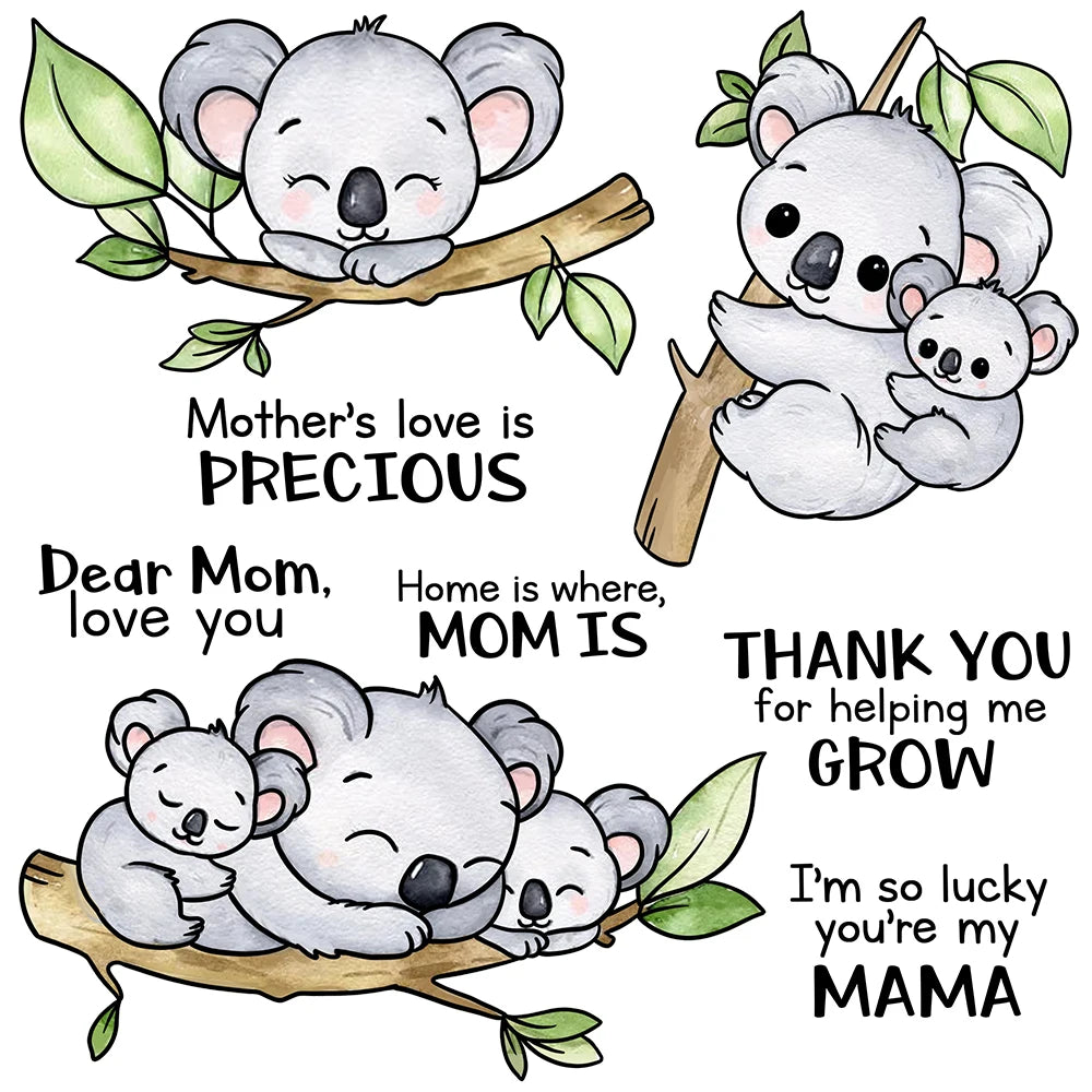 Adorable Koalas "Thank You For Helping Me Grow" Transparent Stamps, Dies, Stamp and Die Set (please order items separately)