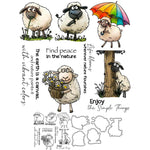 Comical Sheep Sending Love and Peace Transparent Stamps, Dies, Stamp and Die Set (please order items separately)