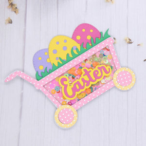 Cute Easter Shopping Trolley Metal Cutting Die, 7.5 cm x 10.5 cm/2.9 in x 4.1