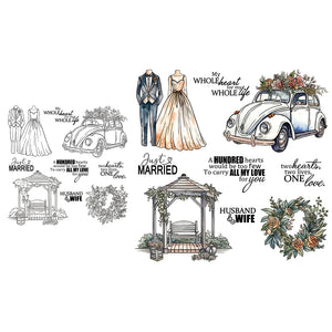 Gorgeous Just Married Transparent Stamps