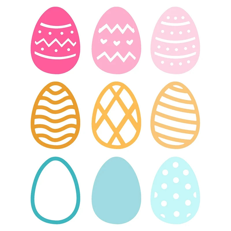 Gorgeous Variety Of Easter Eggs Metal Cutting Dies, Size on Photo