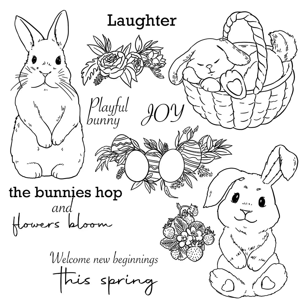 Gorgeous Playful Bunnies Transparent Stamps, Dies, Stamp and Die Set (please order items separately)