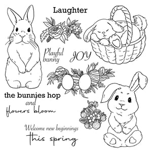 Gorgeous Playful Bunnies Transparent Stamps, Dies, Stamp and Die Set (please order items separately)