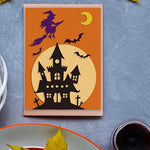 Spooky Haunted Halloween House and Witch Metal Cutting Die, Size on Photo