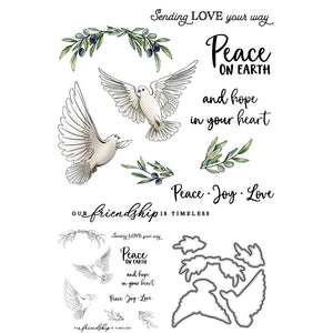 Beautiful Doves Sending Peace, Joy and Love Transparent Stamps/Dies (please order items separately)