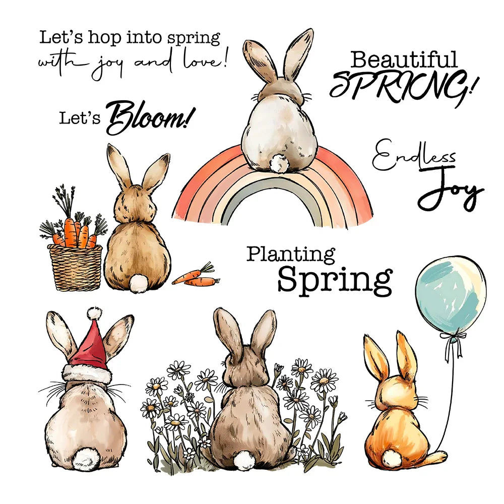 Sweet Bunnies Planting Spring Transparent Stamps, Dies, Stamp and Die Set (please order items separately)