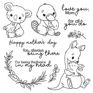 Gorgeous Australian Animals Sending Mother's Day Love Transparent Stamps, Dies, Stamp and Die Set (please order items separately)