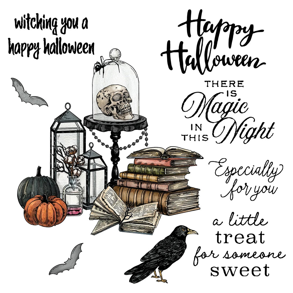 Eerie Halloween Magic Transparent Stamps, Stamp and Die Set (please order items separately)